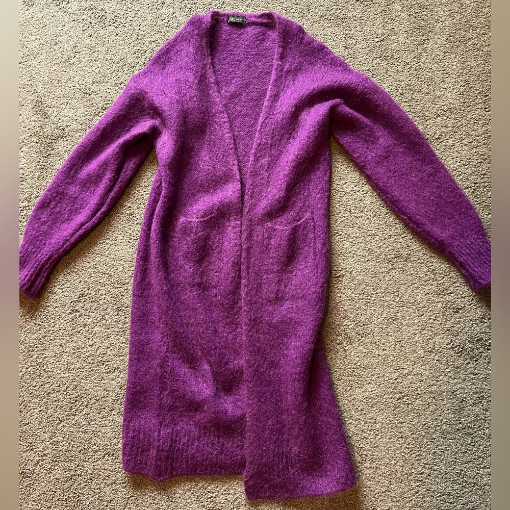 Italian made kid mohair and wool long sweater